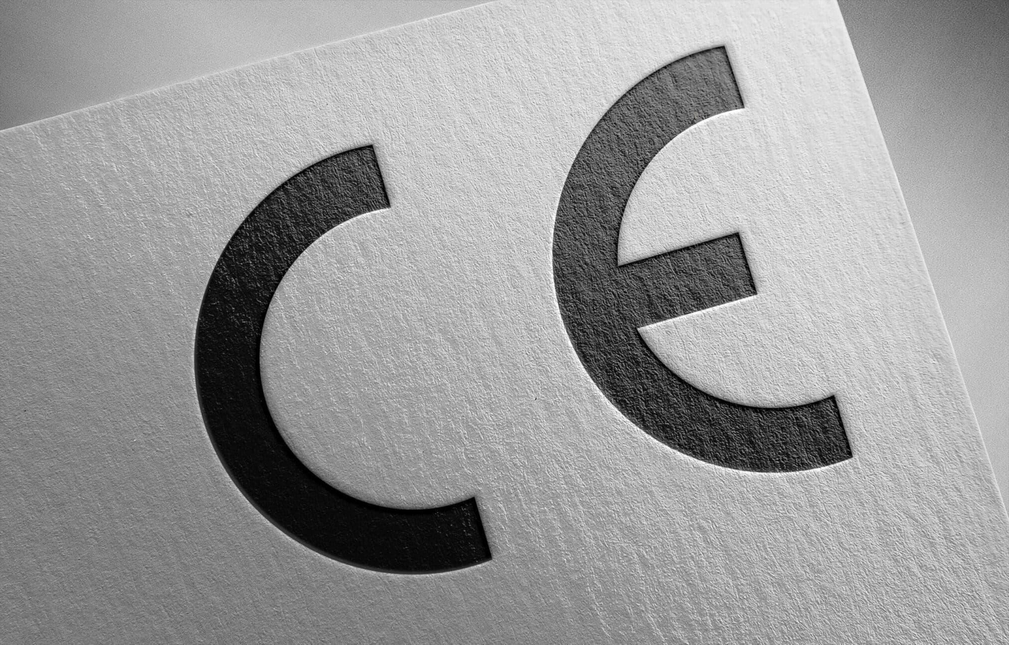 Black CE mark on paper