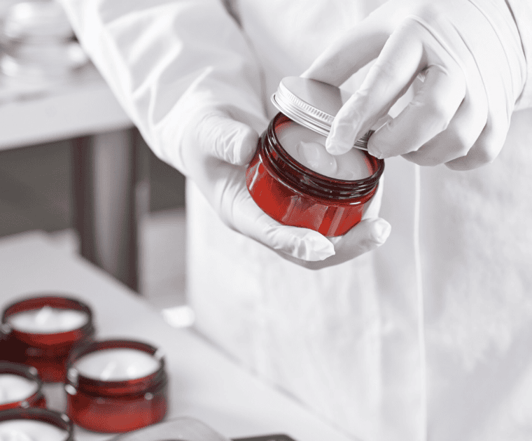 close up of testing cosmetics in a lab