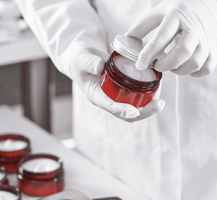 close up of testing cosmetics in a lab