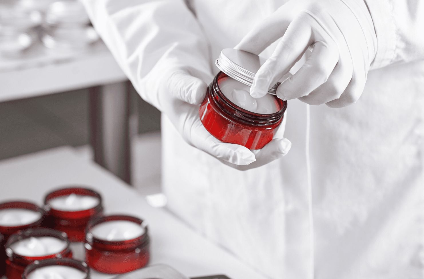 close up of testing cosmetics in a lab